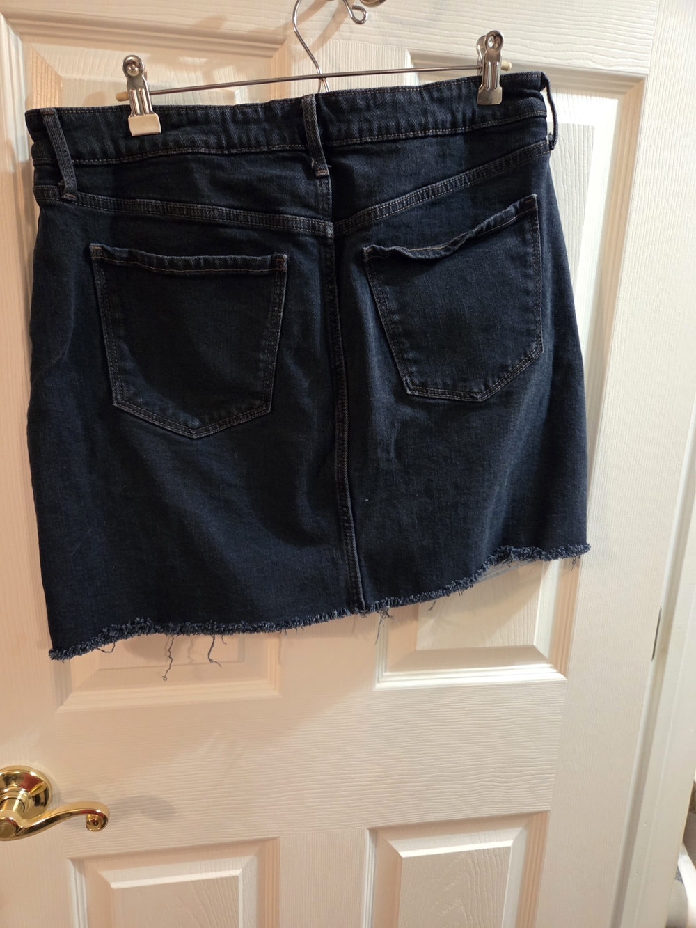 Old Navy Dark Blue Denim Mini Skirt with Frayed Hem